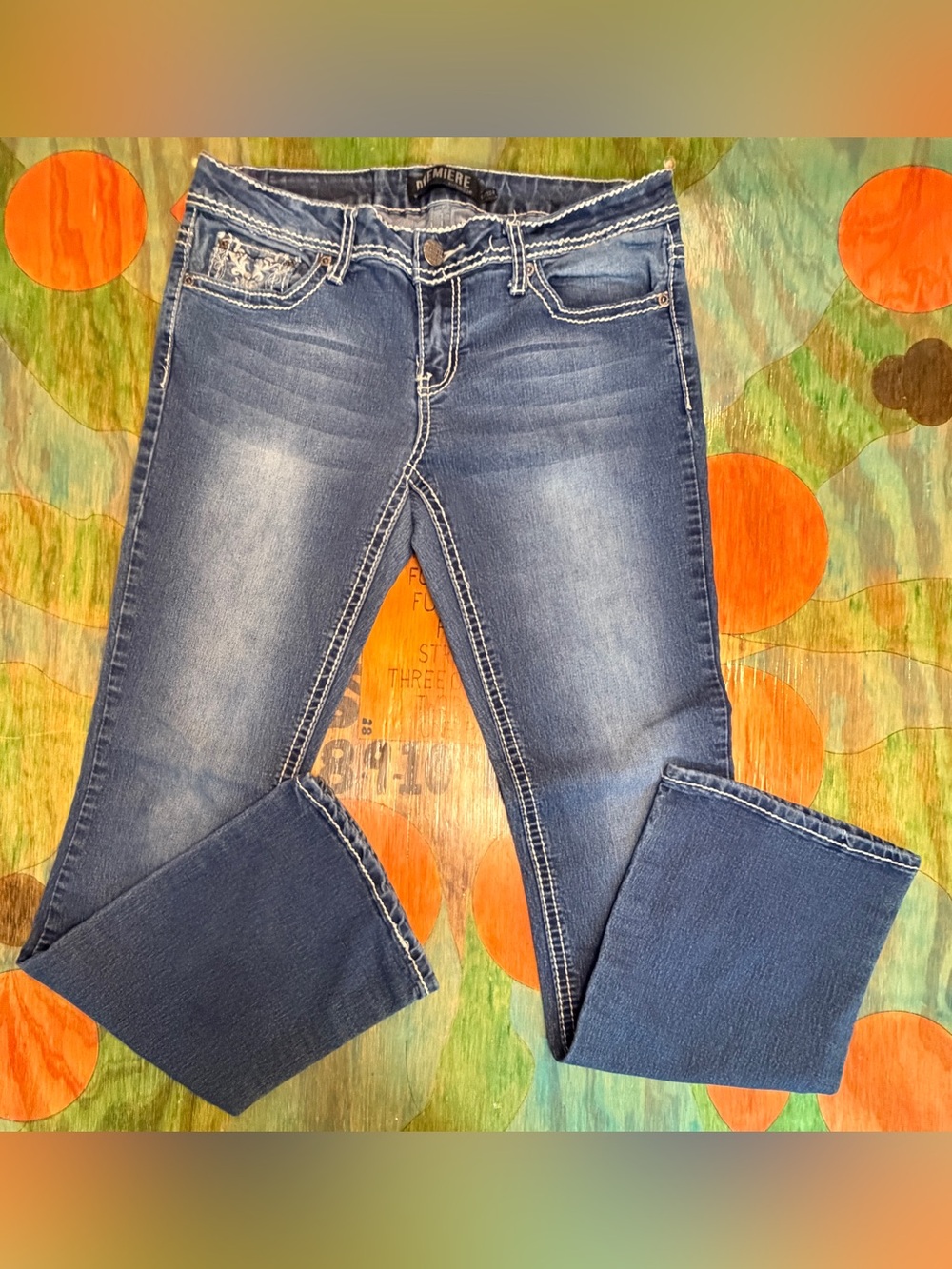 Preimer by Rue 21 dark wash embellished Bluedenim slim boot cut jeans Size 9/10